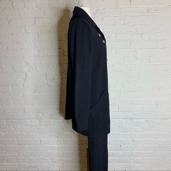 Vtg 80’s Don Sayres for Welmore Black Santana Knit Jacket Pants Set Sz 8 10 - Picture 4 of 11